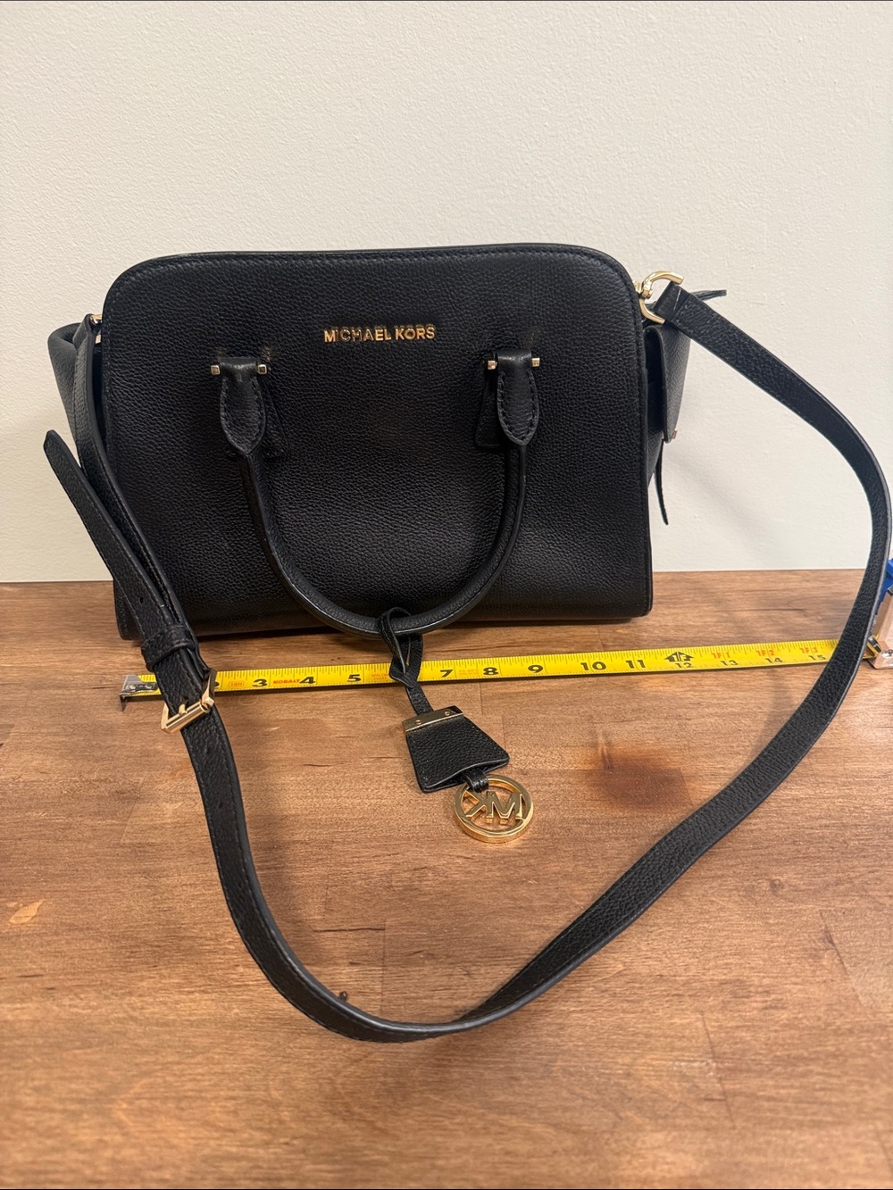 NEW ITEM!!! Michael Kors Black Leather Satchel with Gold Hardware